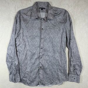 John Varvatos XL 100% Cotton Lightweight Textured Black and White Shirt